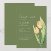 Simple Tulip Celebration of Life Funeral 招待状 (正面/裏面)