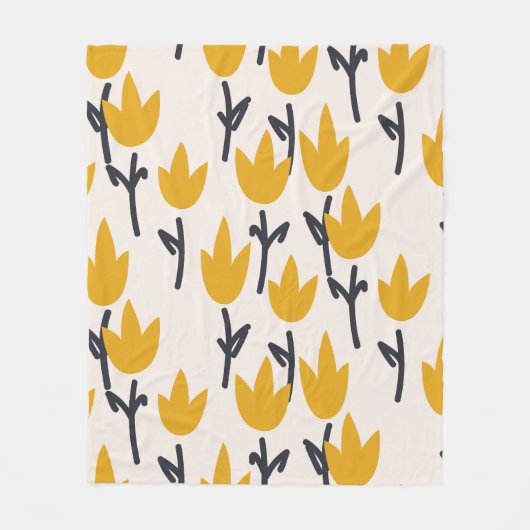 Simple tulip flower seamless pattern フリースブランケット (正面)