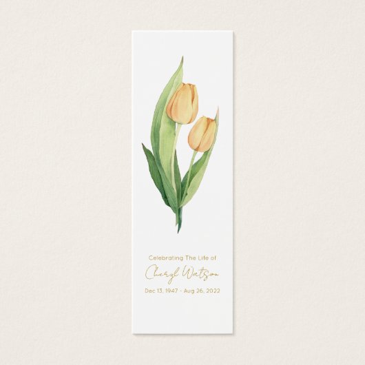 Simple Tulip Funeral Memorial Bookmark (正面)