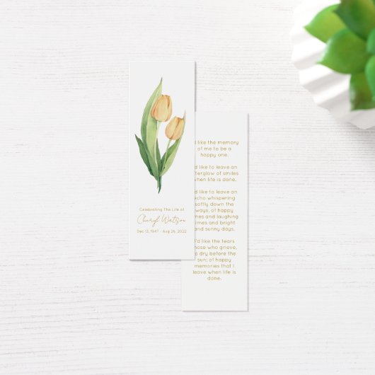 Simple Tulip Funeral Memorial Bookmark (デスク)