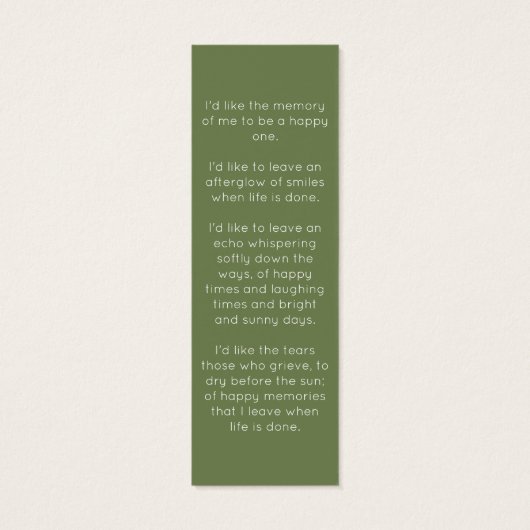 Simple Tulip Funeral Memorial Bookmark (裏面)