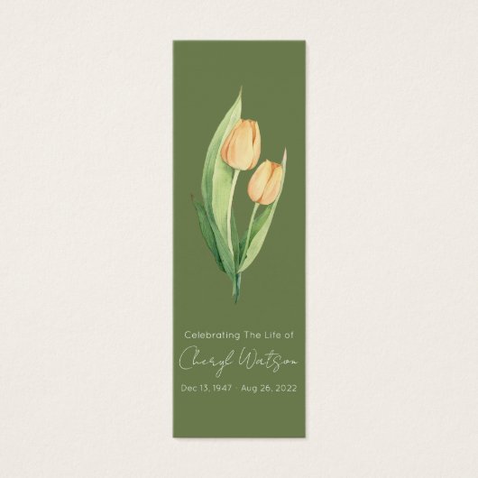 Simple Tulip Funeral Memorial Bookmark (正面)