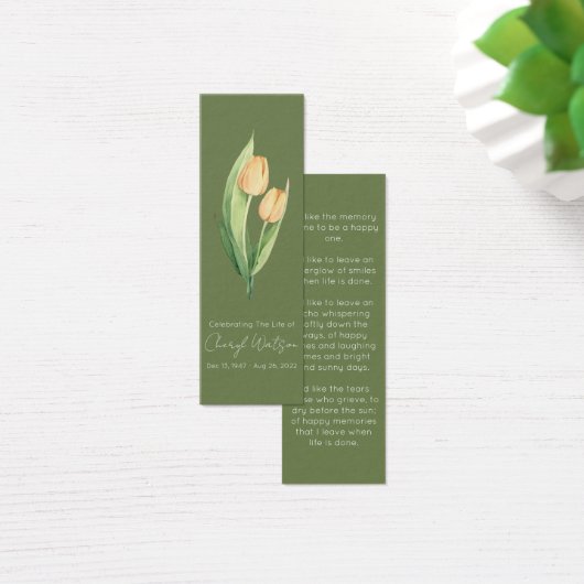 Simple Tulip Funeral Memorial Bookmark (デスク)