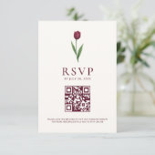 Simple Tulip Ivory Minimalist Wedding QR Code 出欠カード (スタンド正面)