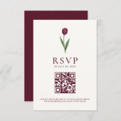 Simple Tulip Ivory Minimalist Wedding QR Code 出欠カード (正面/裏面)