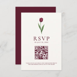Simple Tulip Ivory Minimalist Wedding QR Code 出欠カード