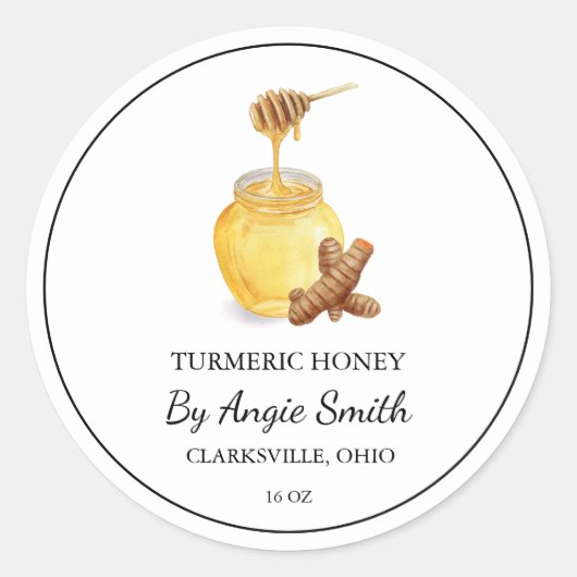 Simple Turmeric Infused Honey Label ラウンドシール (正面)