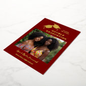 Simple Two Grads Double Graduation Photo Gold 箔招待状 (回転した状態)