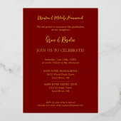 Simple Two Grads Double Graduation Photo Gold 箔招待状 (裏面)