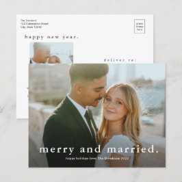 Simple Type Merry and Married Photo Christmas シーズンポストカード