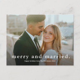 Simple Type Merry and Married Photo Christmas シーズンポストカード