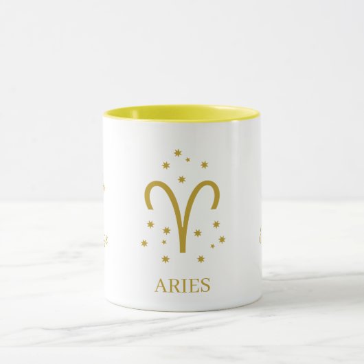 Simple Typoghraphy Aries Zodiac Symbol Coffee マグカップ (中央)