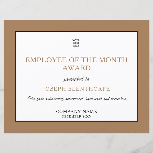 Simple Typographical Employee of the Month Certifi (正面)