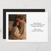 Simple Typography Couple Photo Black Christmas シーズンカード (正面/裏面)