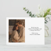 Simple Typography Couple Photo Black Christmas シーズンカード (スタンド正面)