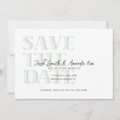 Simple Typography Green Flat Save The Date Card セーブザデート (正面)