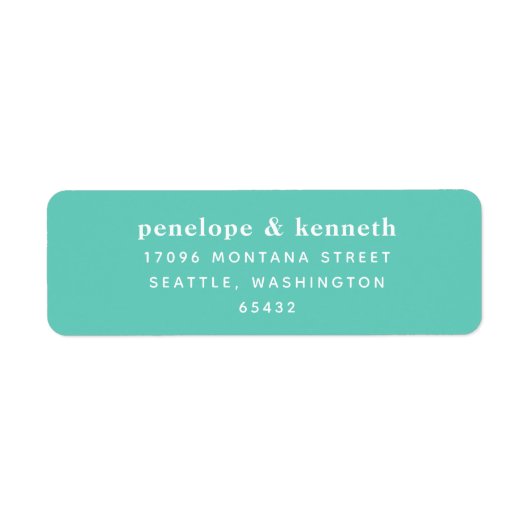 Simple Typography Modern Seafoam Mint Wedding Inv ラベル (正面)