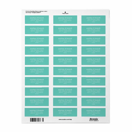 Simple Typography Modern Seafoam Mint Wedding Inv ラベル (フルシート)