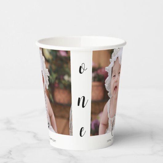 Simple Typography Photo First Birthday 紙コップ (左)