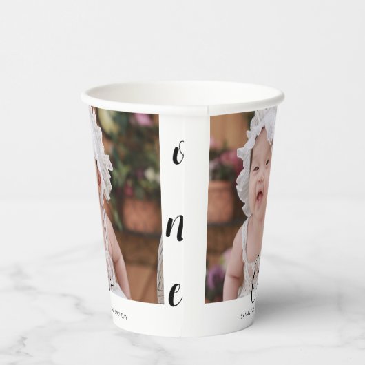 Simple Typography Photo First Birthday 紙コップ (右)