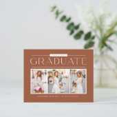 Simple Typography Terracotta Photo Graduation ポストカード (スタンド正面)