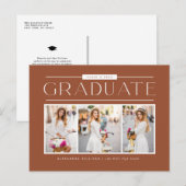 Simple Typography Terracotta Photo Graduation ポストカード (正面/裏面)