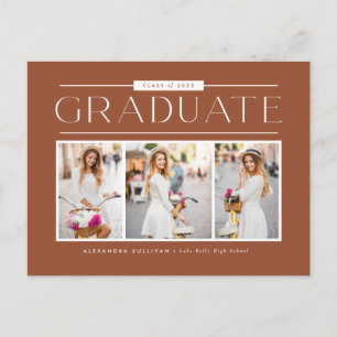 Simple Typography Terracotta Photo Graduation ポストカード