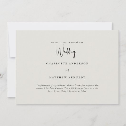 Simple Us Cream No Parents 結婚's 招待状 (正面)