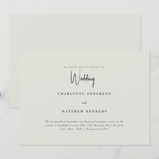 Simple Us Cream No Parents 結婚's 招待状 (正面/裏面)