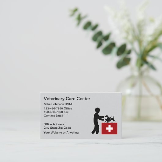 Simple Veterinary Pet Doctor Business Cards 名刺 (スタンド正面)