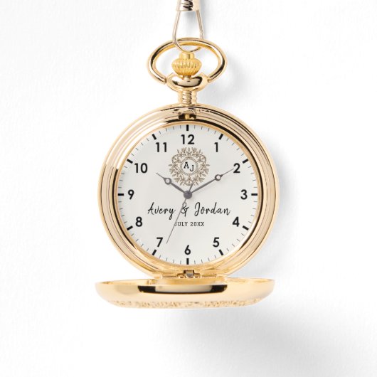 Simple Vintage Monogram Couple Names 腕時計 (正面)