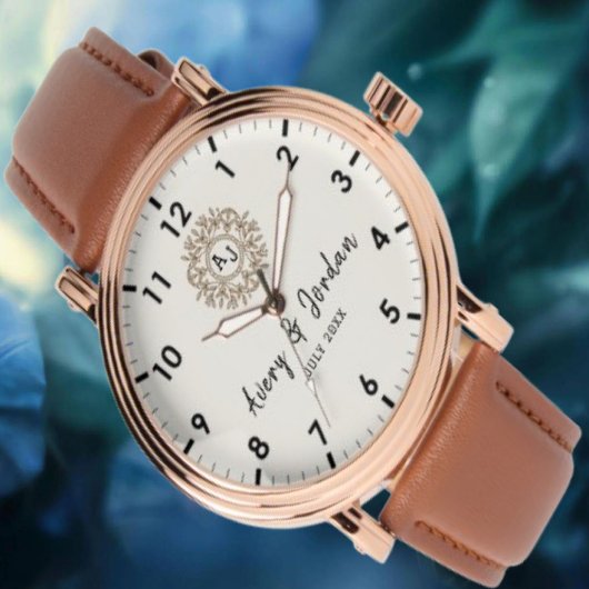 Simple Vintage Monogram Couple Names 腕時計