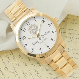 Simple Vintage Monogram Couple Names 腕時計