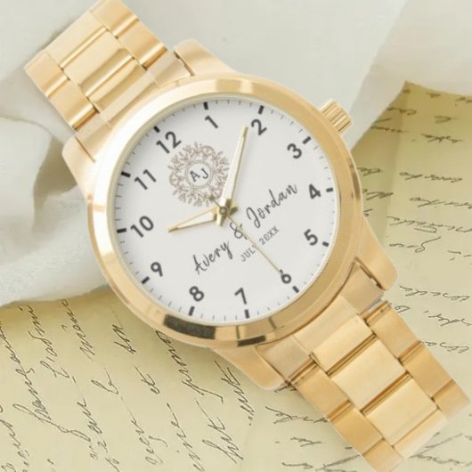 Simple Vintage Monogram Couple Names 腕時計
