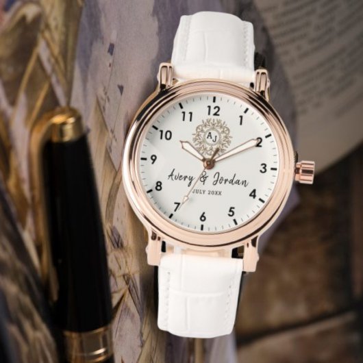 Simple Vintage Monogram Couple Names 腕時計