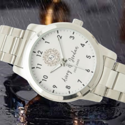 Simple Vintage Monogram Couple Names 腕時計