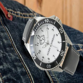 Simple Vintage Style Floral Monogram couple names 腕時計