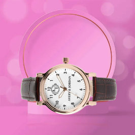 Simple Vintage Style Floral Monogram couple names 腕時計