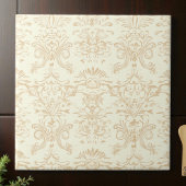 Simple Warm Soft Beige Damask タイル