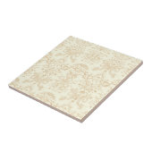 Simple Warm Soft Beige Damask タイル (側面)