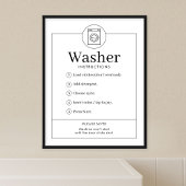Simple Washer Instructions Laundromat Wall Poster ポスター