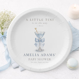 Simple Watercolor A Tini One Boy Baby Shower Party ペーパープレート