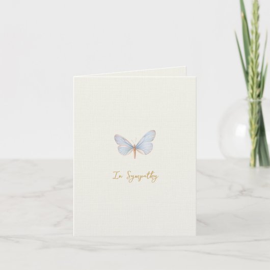 Simple watercolor  blue butterfly Sympathy card サンキューカード (正面)