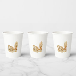 Simple Watercolor Boho Baby Shower Cups 紙コップ