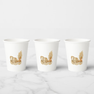 Simple Watercolor Boho Baby Shower Cups 紙コップ