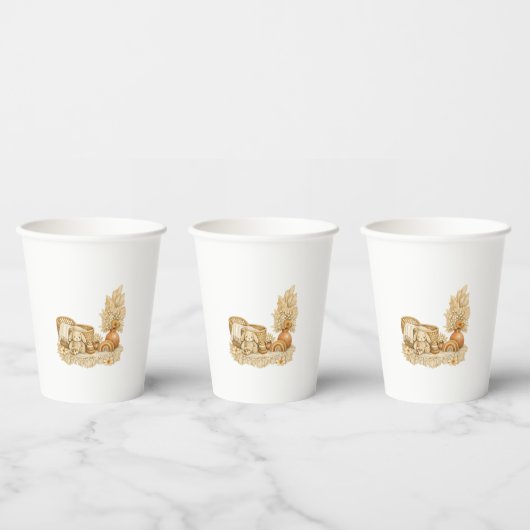 Simple Watercolor Boho Baby Shower Cups 紙コップ (複数)
