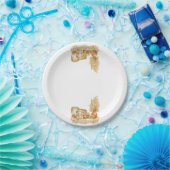 Simple Watercolor Boho Baby Shower Plates ペーパープレート (パーティー)