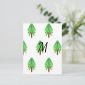 Simple watercolor Christmas pattern add monogram ポストカード (スタンド正面)