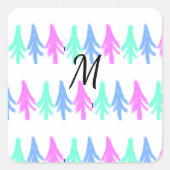 Simple watercolor Christmas pattern add monogram T スクエアシール (正面)