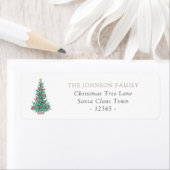 Simple Watercolor Christmas Tree Festive ラベル (インサイチュ)